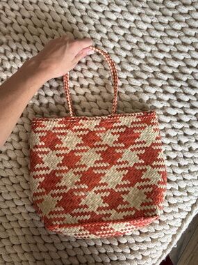 Urban Outfitters Woven Straw Tote Bag in Orange and Natural